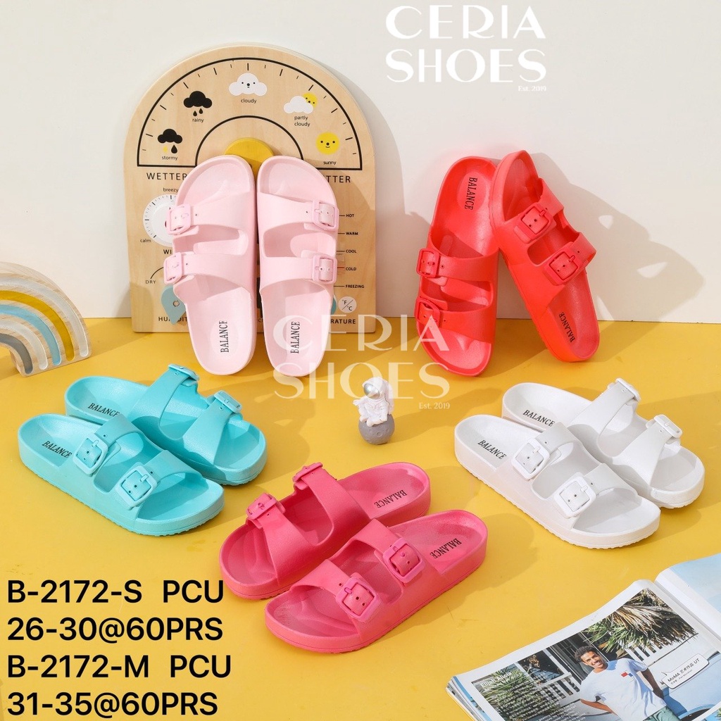 Sandal Slop Jelly Karet Anak Import Motif Sendal Gesper Perempuan Bahan Elastis Empuk Anti Slip Balance B217