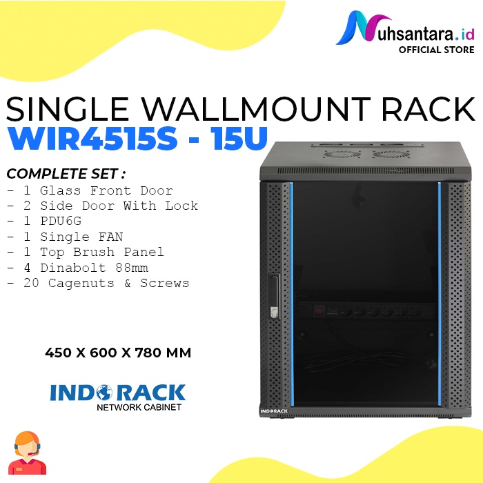 INDORACK Wallmount Rack Server 15U WIR4515S Depth 450mm Rak Server 15U Indorack