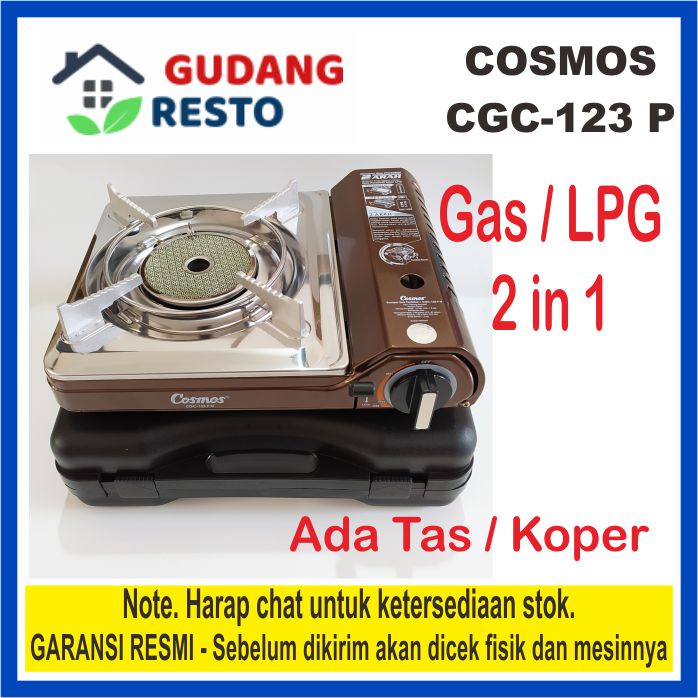 COSMOS KOMPOR PORTABEL CGS CGC 123P 2IN1 / TRAVEL 123 P / CAMPING / MINI STAINLESS STEEL 1 TUNGKU BISA GAS TABUNG ATAU LPG 3kg 12kg CGC 123 P / CGC-123-P CGC123P CGC123