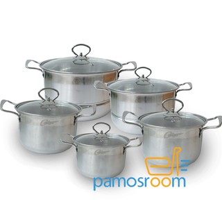 Calypso Panci Stainless Steel High  Pot  10 Pcs Tutup  Kaca  