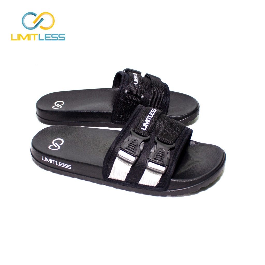 Sandal Pria Distro Limitless Sendal Cowok Dewasa Slide Sandal Selop Pria Distro Slip On Hitam