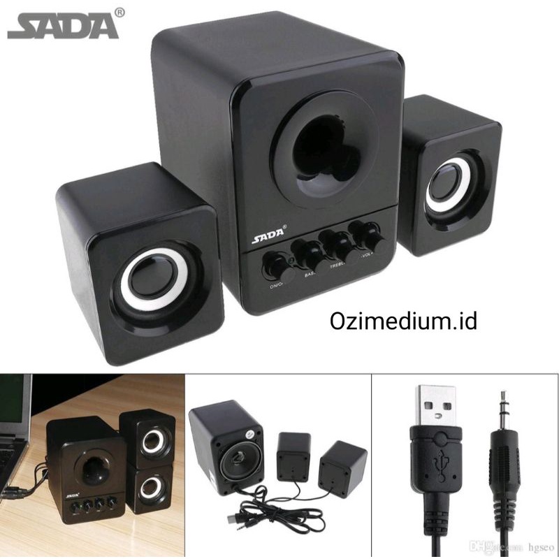 SADA - Speaker Bluetooth Bass D-203 Speaker 2.1 Stereo Subwoofer