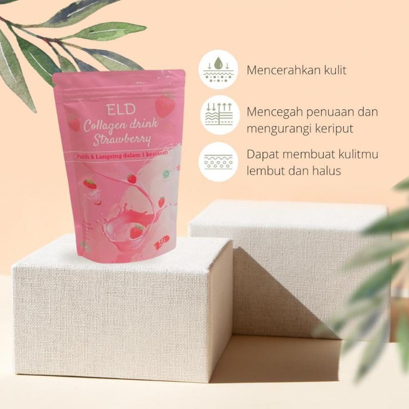 COD - ELD COLLAGEN DRINK PEMUTIH BADAN DAPN PELANGSING BADAN 1 KEMASAN RASA STRAWBERRY