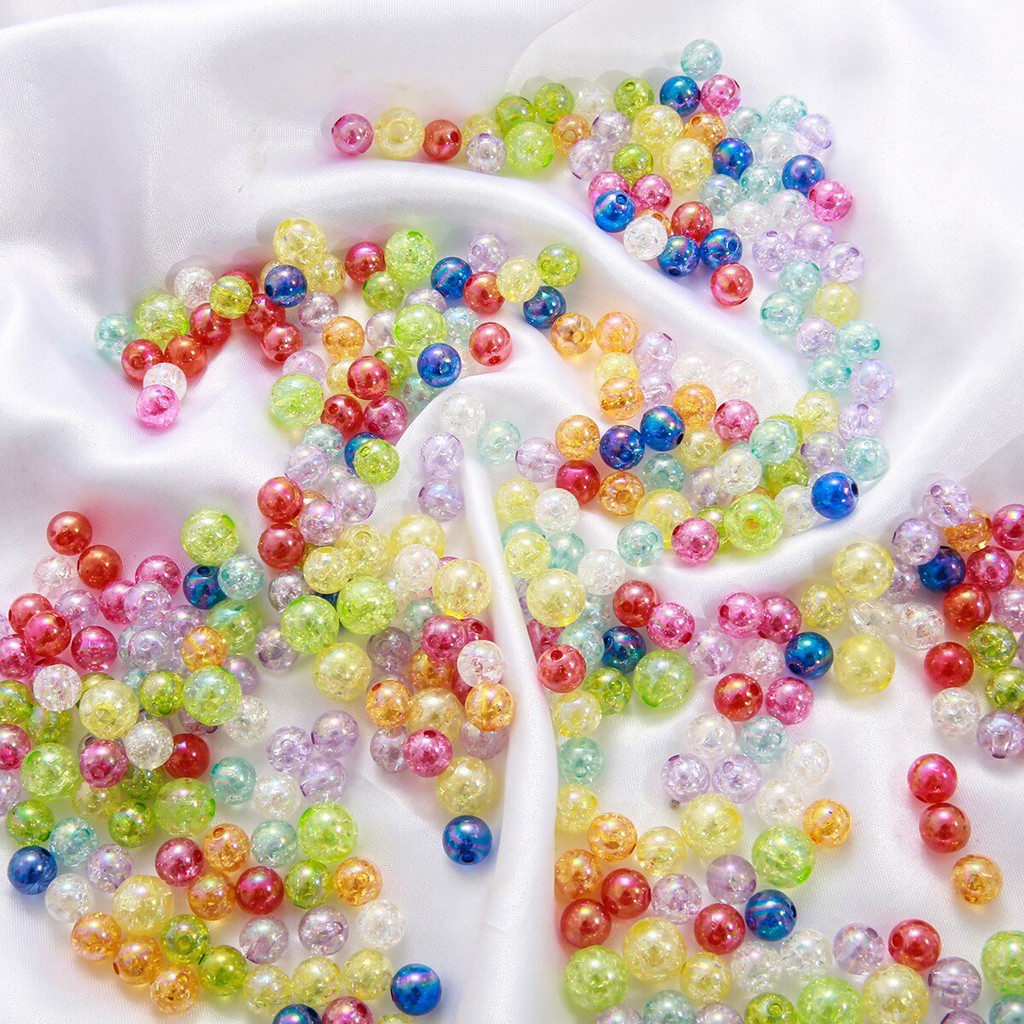 50pcs 8mm 10mm AB Color Round Acrylic Bead Loose Spacer Beads For Jewelry Making DIY Bracelet