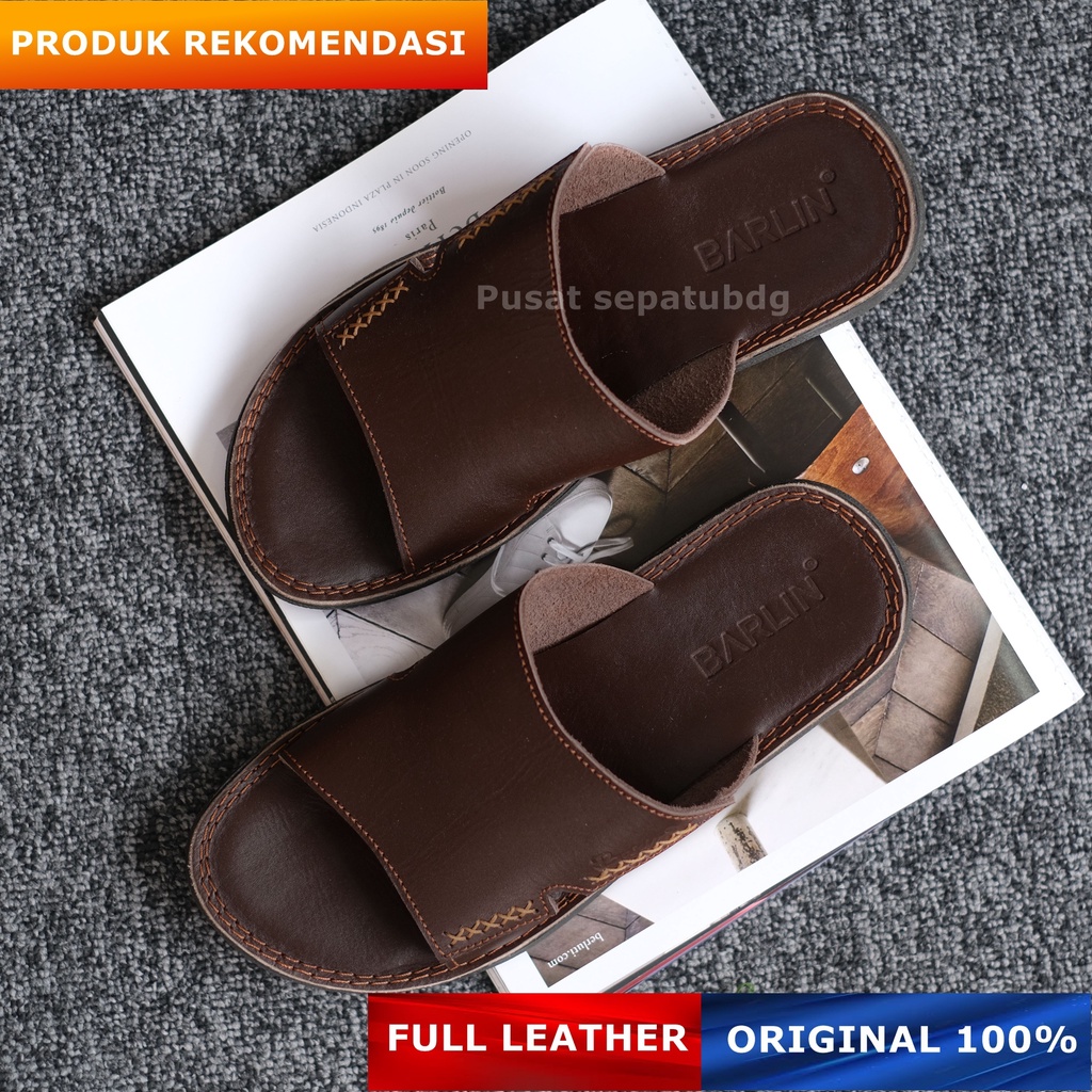 Sandal Full Kulit Pria - Sandal Slop Kulit Pria Kasual Slide Original