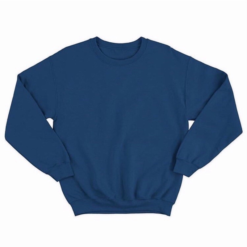 Sweater Biru Navy Polos Bisa Tambah Custom Sablon Foto, Sablon Gambar, Sablon Tulisan