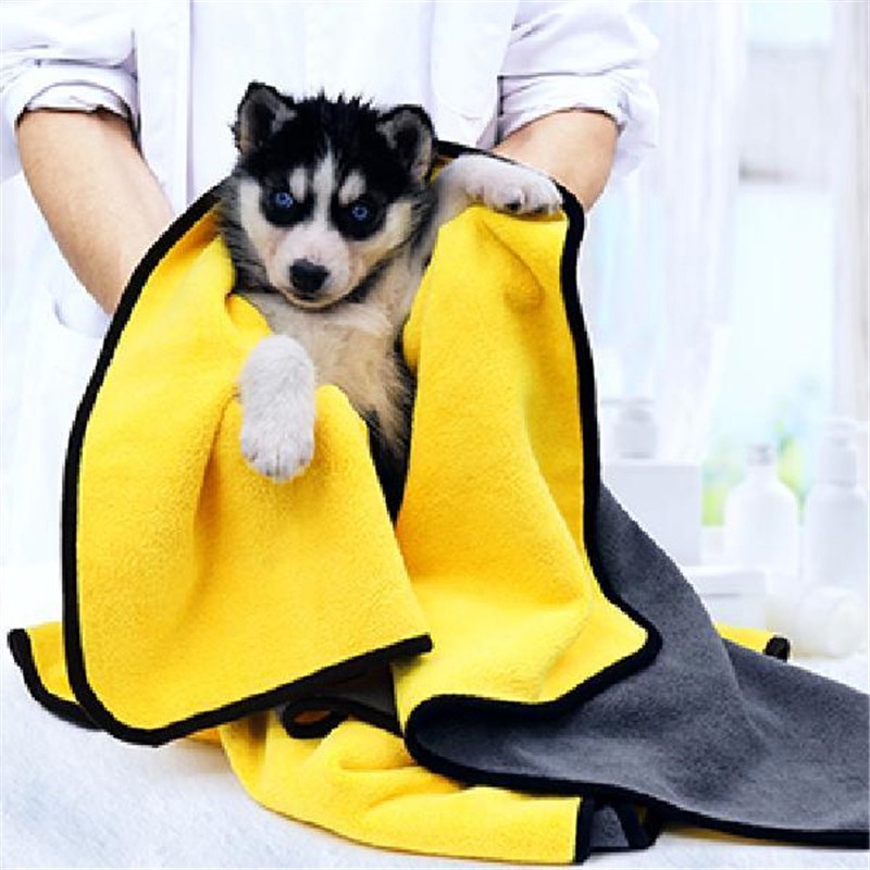 【Yayapet】Handuk Grooming 2 Lapis Kuning Abu Kucing Anjing Daya Serap Tinggi Dan Lembut bahan Microfiber Cepat Kering