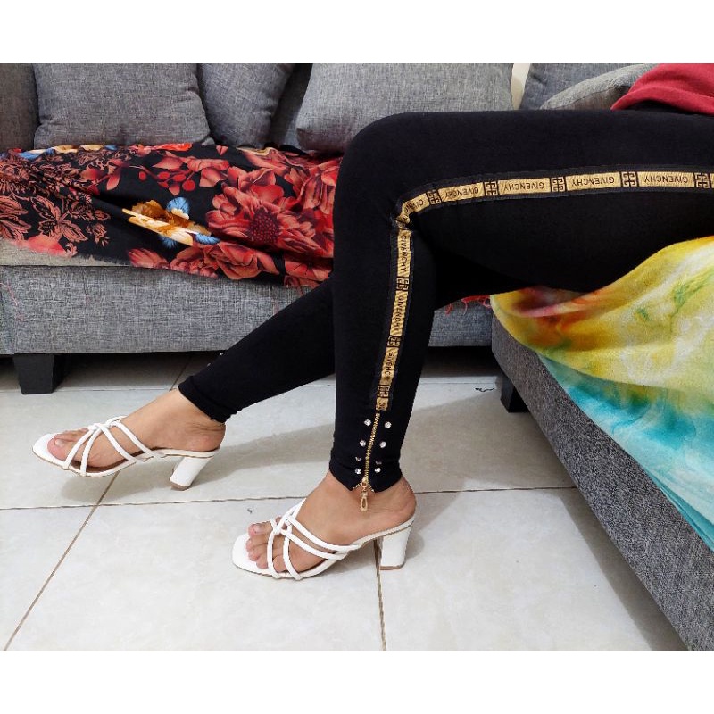 NEW LEGGING IMPORT ZIPPER GIVEN MOTE  COKLAT/LEGGING MURAH