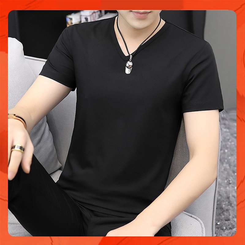 Kaos Polos Cotton Combed Lengan Pendek PRIA V neck Kaos hitam Kaos putih