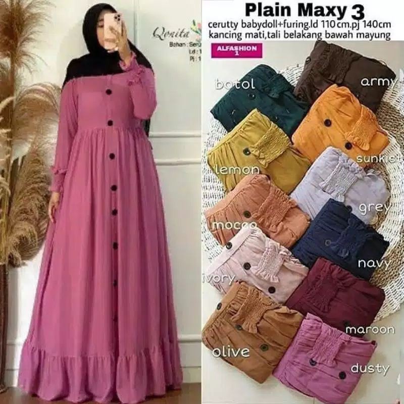 Gamis muslim // PLAIN MAXY DRESS // Size L XL XXL-Dusty