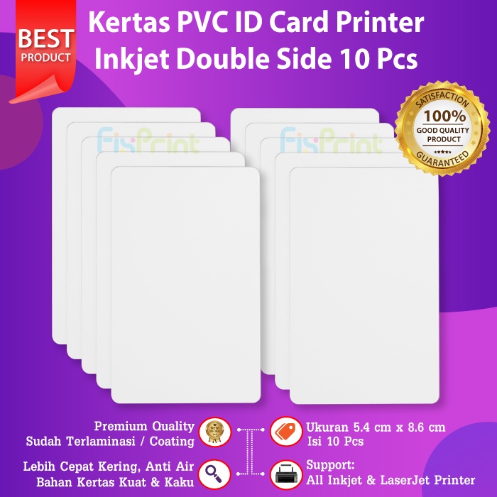 PVC ID Card White 8.6 x 5.4 cm Kertas PVC Instant Tray ID L805 L800 Lembaran