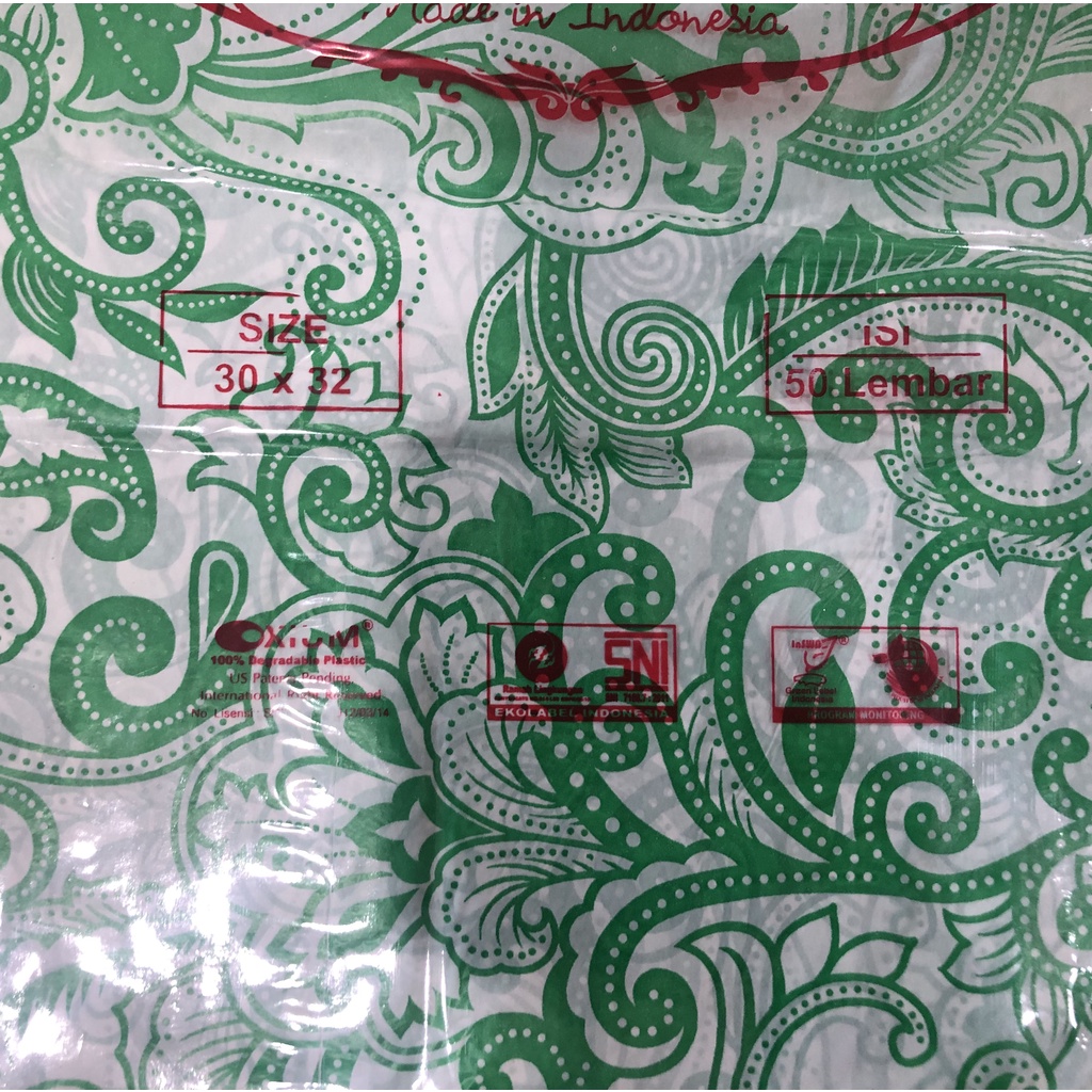SOFTHANDLE PLASTIK/SOFTHANDLE SHOPPING BAG ukuran 30x32 MOTIF BATIK (ISI 50lembar)