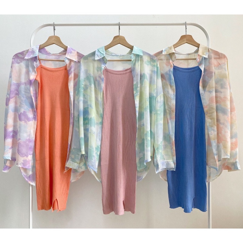 Lulu Set Knit Dress & Ombre Shirt Outer set outer dress setelan inner outer rajut baju cewek bangkok
