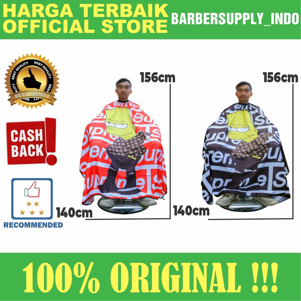 CAPE / KEP / KIP CUKUR BARBER PANGKAS SALON MOTIF BARBERSHOP SIMPSON