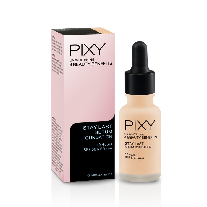 PIXY UV Whitening Stay Last Serum Foundation - 01 Rosy Ivory (4 Beauty Benefits)
