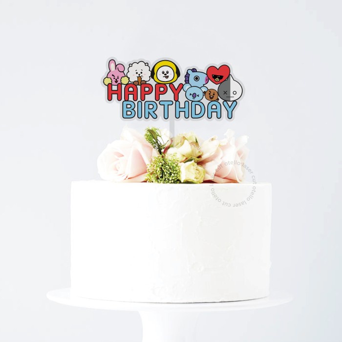 Cake Topper BTS BT21 Caketopper Print Akrilik Hiasan Kue Ultah Anak