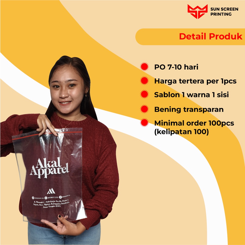 Plastik Sablon Olshop Custom Ziplock 30x40 Tanpa Plong Free Design