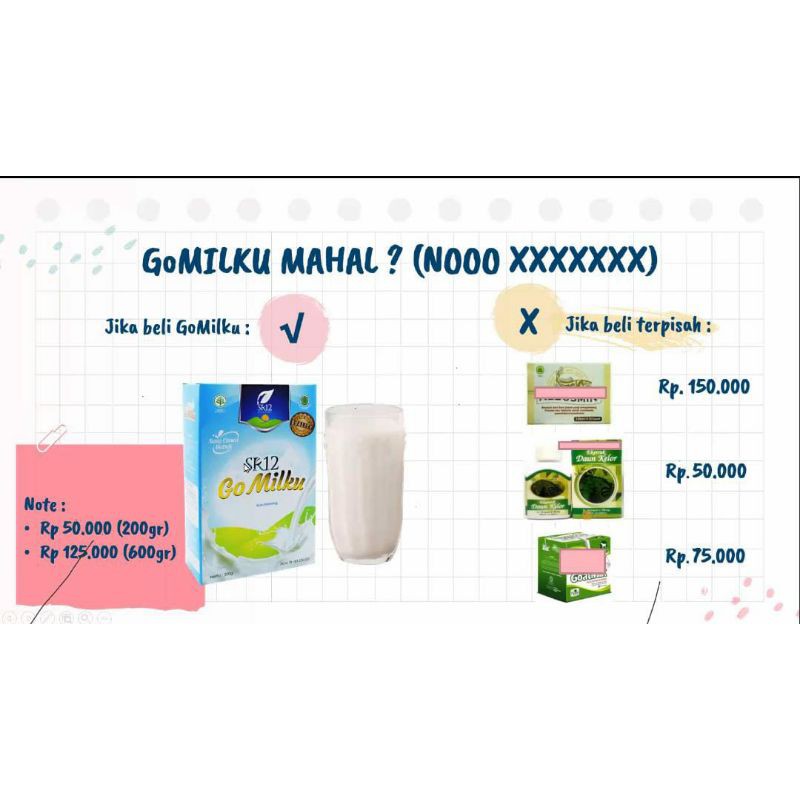 

GoMilku susu kambing etawa SR12/kambing etawa/madu/daun kelor/ikan gabus/aman/BPOM