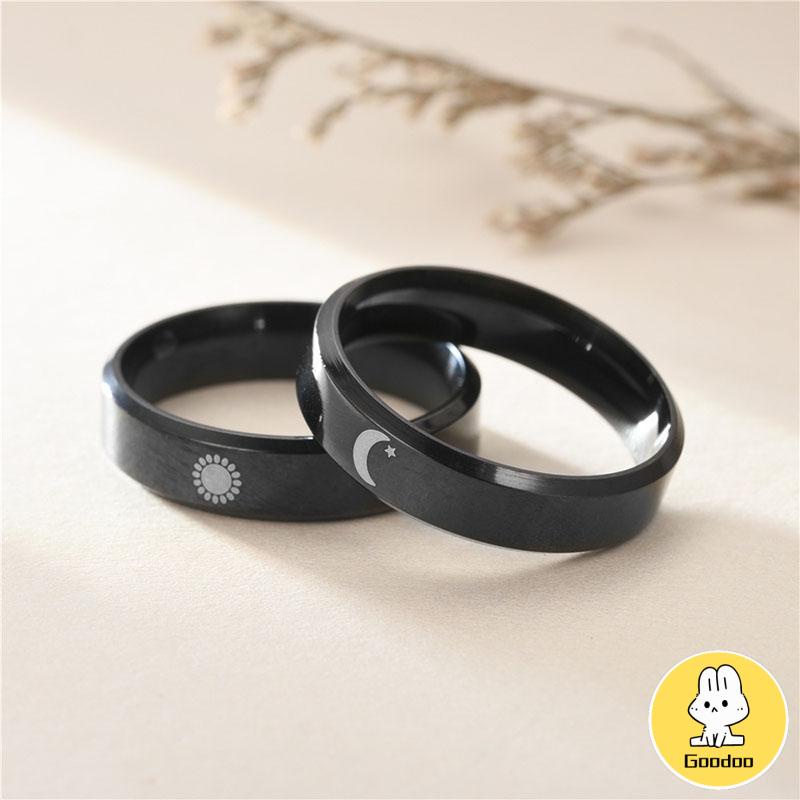 Simple Moon Sun Couple Trendy Wide Love Rings Hadiah Indah untuk Pacar Pacar di Hari Valentine -Doo