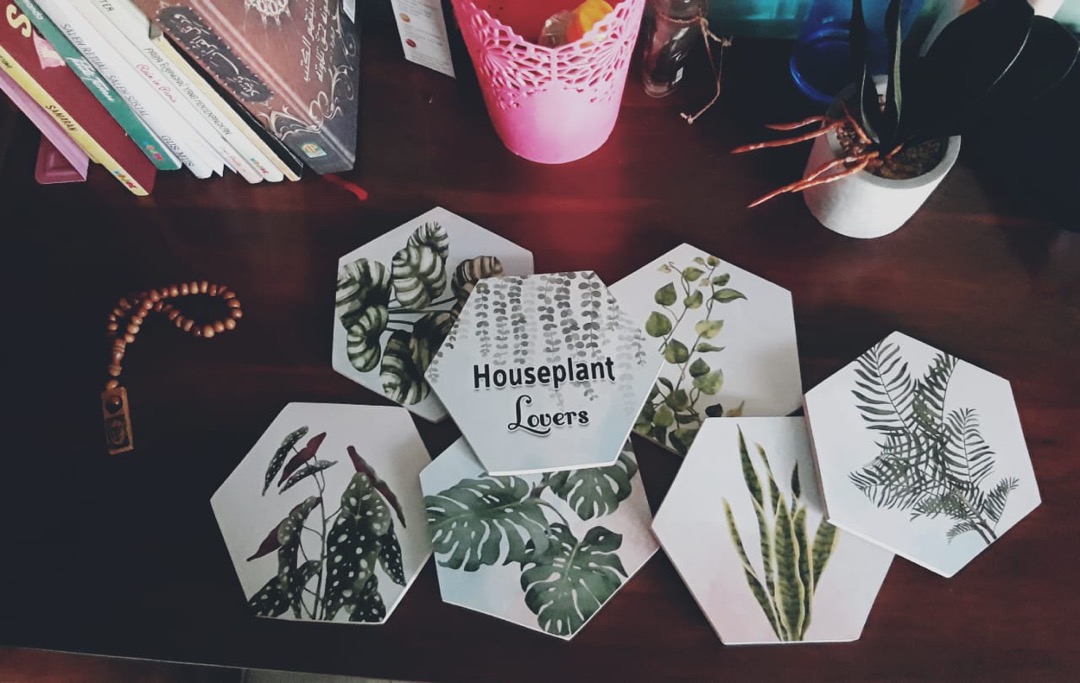 20cm Hiasan Dinding Pajangan Hexagonal Daun Tropical Monstera Bunga Vintage Bunga Matahari