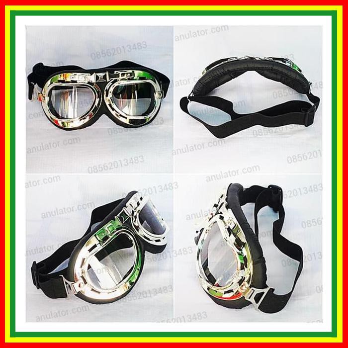 Helm Bogo Retro Klasik Kaca Mata Helm Cakil ~ Goggle Kaca Mata Helm Cakil Hbc Pilot Retro Klasik