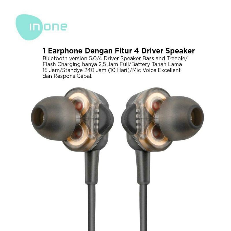 Inone Earphone Bluetooth Wireless In-ear Stereo Sports T2 & T4 Version with Mic