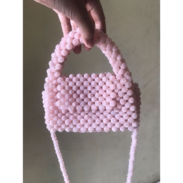 beads bag / pearl bag / tas mute mote manik bludru / tas velvet mote (muat hp)