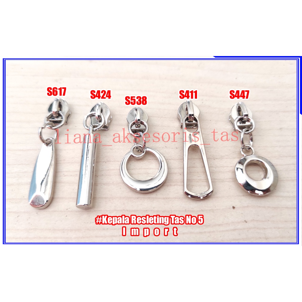 -AKSESORIS TAS CEWEK KEPALA RITSLETING - KEPALA SLETING - KEPALA RESLETING TAS NO 5 IMPOR (1 PCS) WA