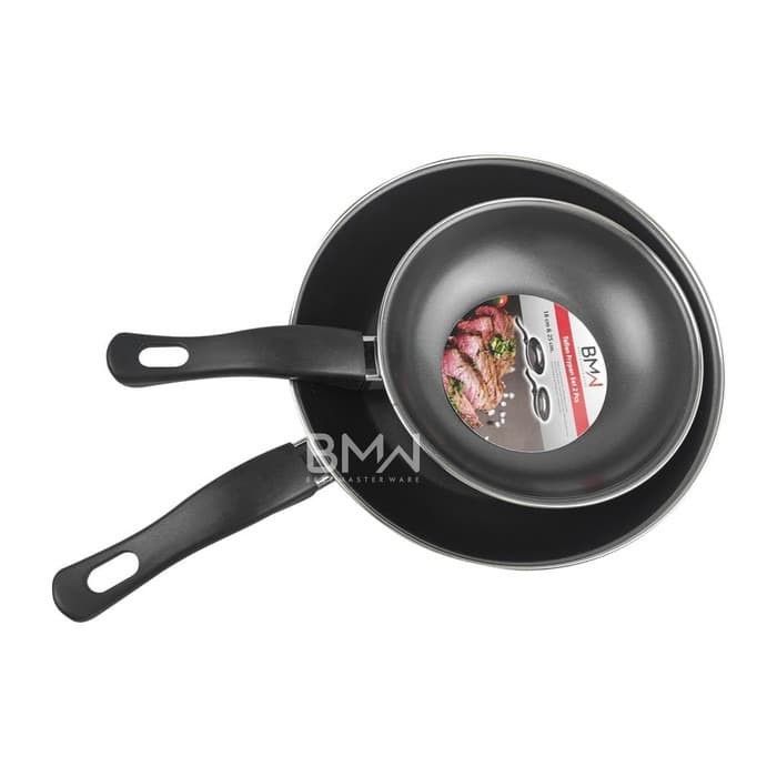 Teflon BMW Frypan Set 2 Pcs HITAM - Fry Pan Set Non Stick Teplon Wajan