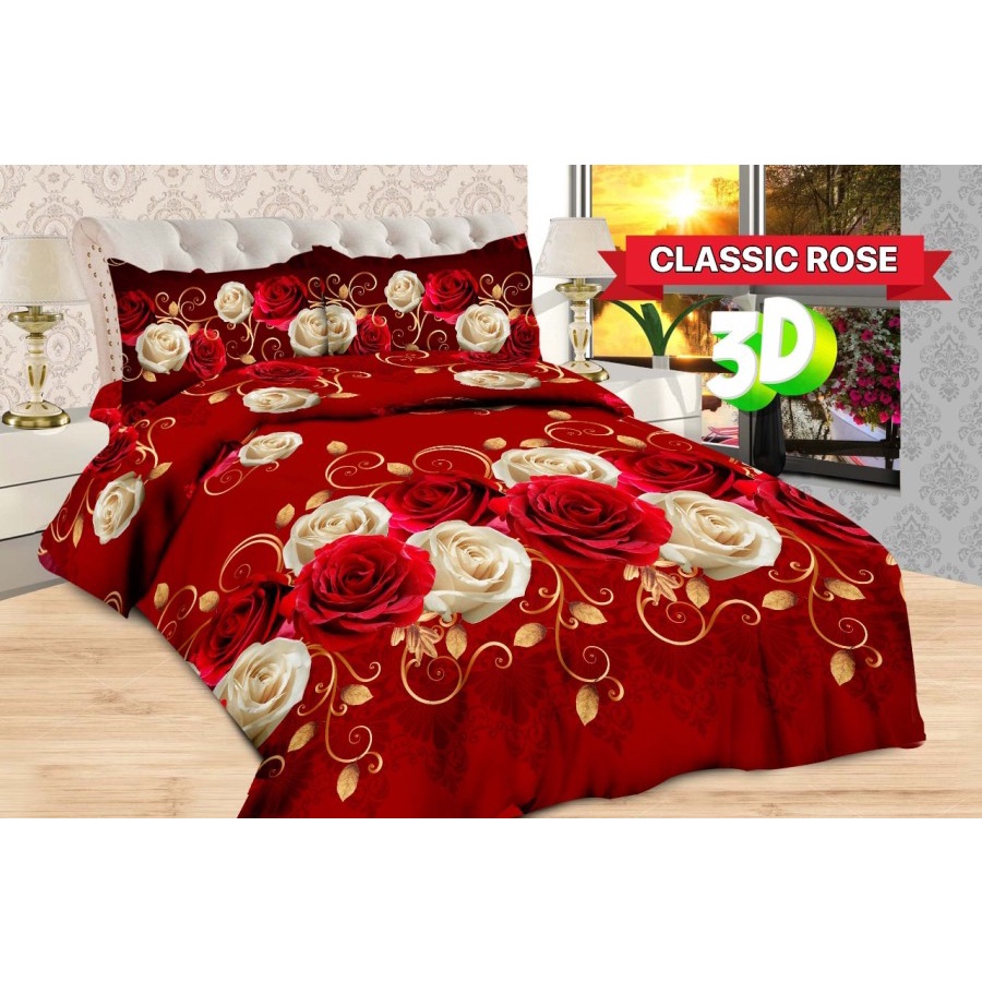 Full Set Bedcover Bonita Rumbai Karet King Queen 180x200 160x200 Motif Classic Rose