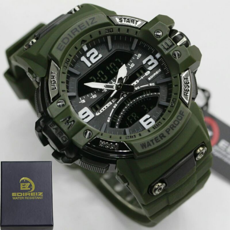 JAM TANGAN PRIA ORGINAL EDIREIZ GWG DUALTIME WR50M PLUSBOX EDIREIZ NOT GSHOCK