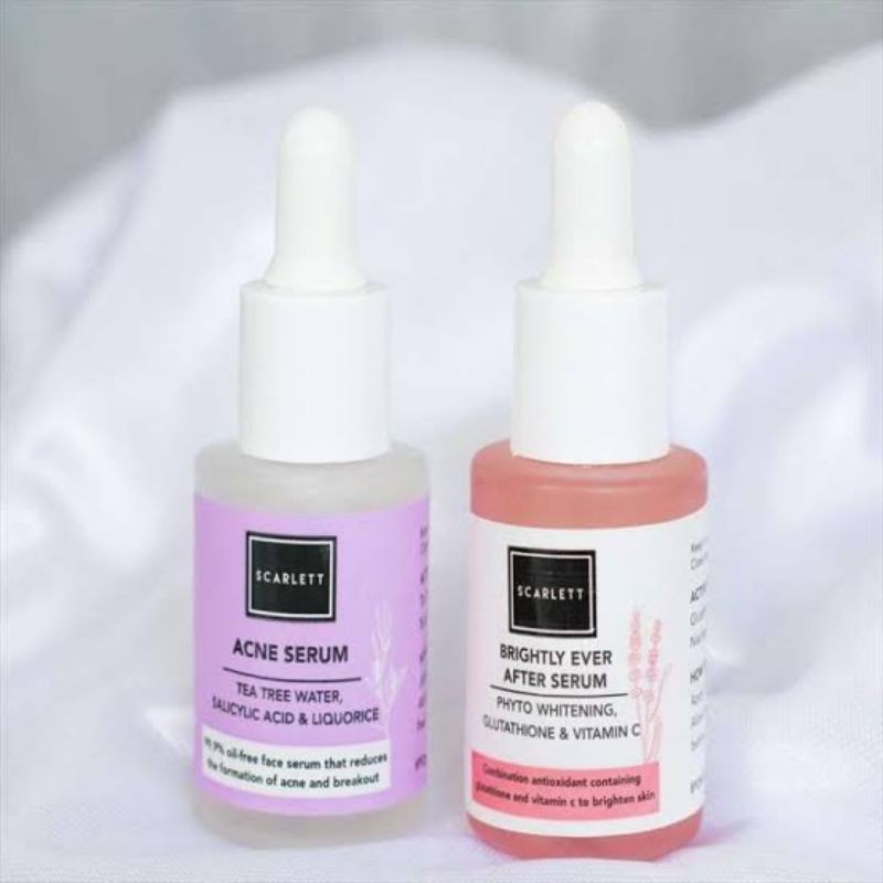 SCARLETT SERUM WHITENING BRIGHTLY EVER AFTER + ACNE SERUM SCARLET UNTUK KULIT NORMAL DAN ACNE