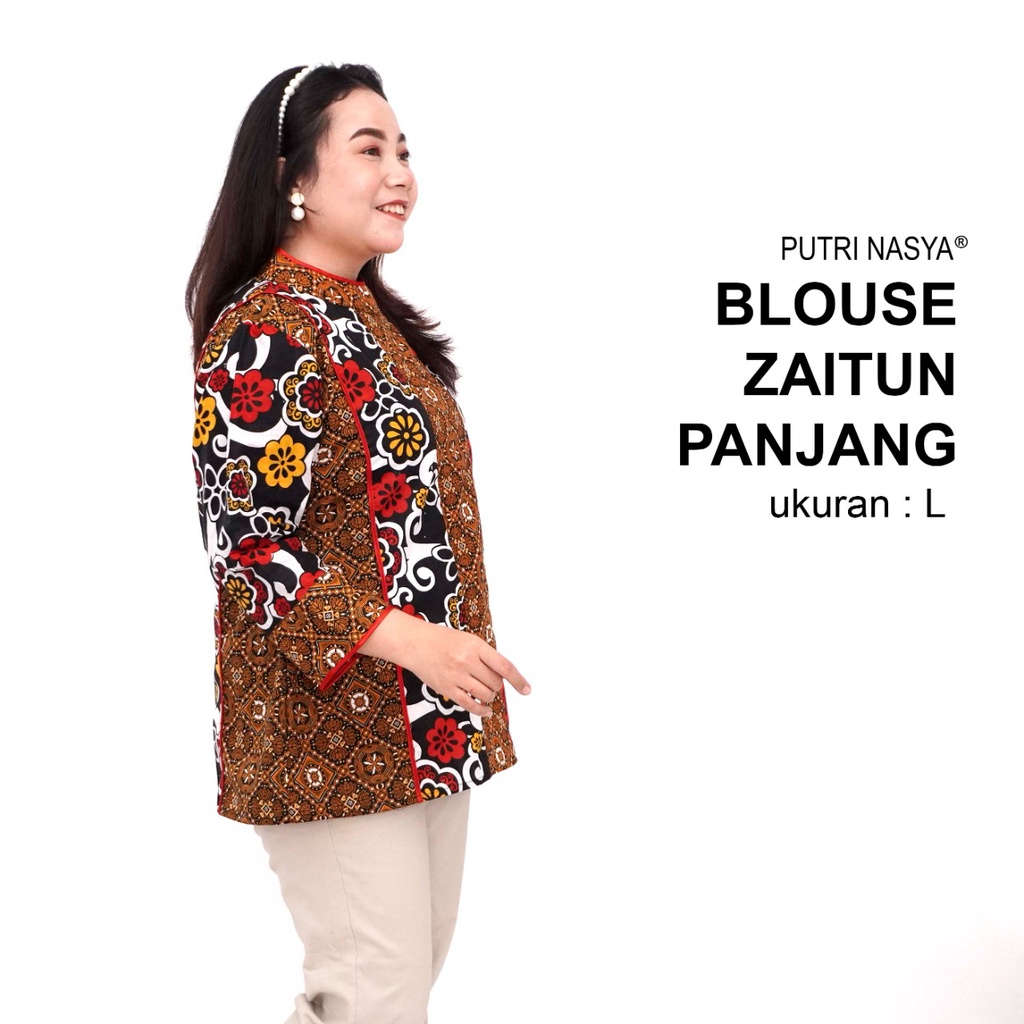 Blouse Big Size Wanita Atasan Batik Jumbo LD 140 Pakaian Atasan Model Blus Pendek Jumbo Seragam Kerja Batik / Blus Kantor Formal S-M-L-XL-2L-3L-4L-5L-6L-7L Bahan Katun / Pakaian Batik Kekinian Model