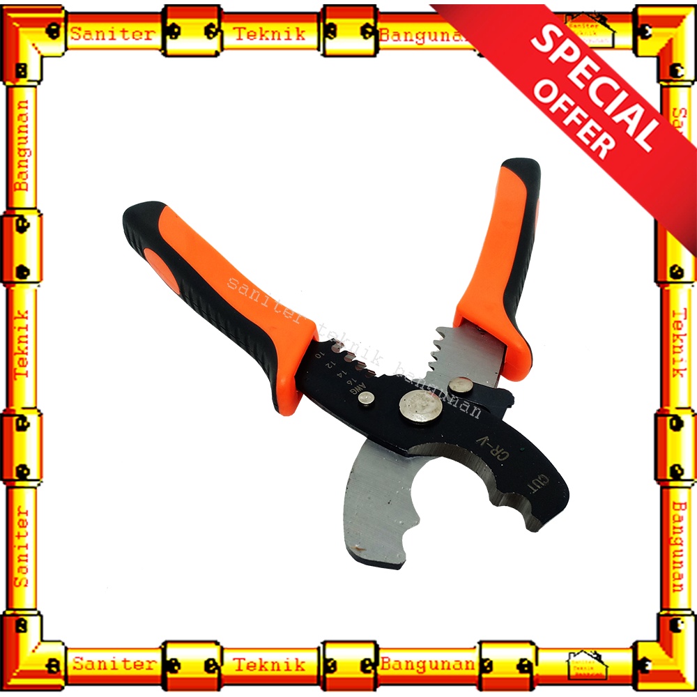 Tang Potong Kupas Kabel 2 Fungsi 7&quot; Inch Gagang Lapis Karet Cable Cutter