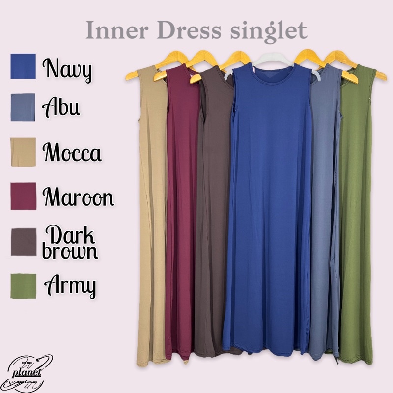 INNER GAMIS WANITA HITAM PANJANG DALEMAN GAMIS POLOS BAHAN JERSEY MELAR INNER SINGLET PANJANG INNER DRESS