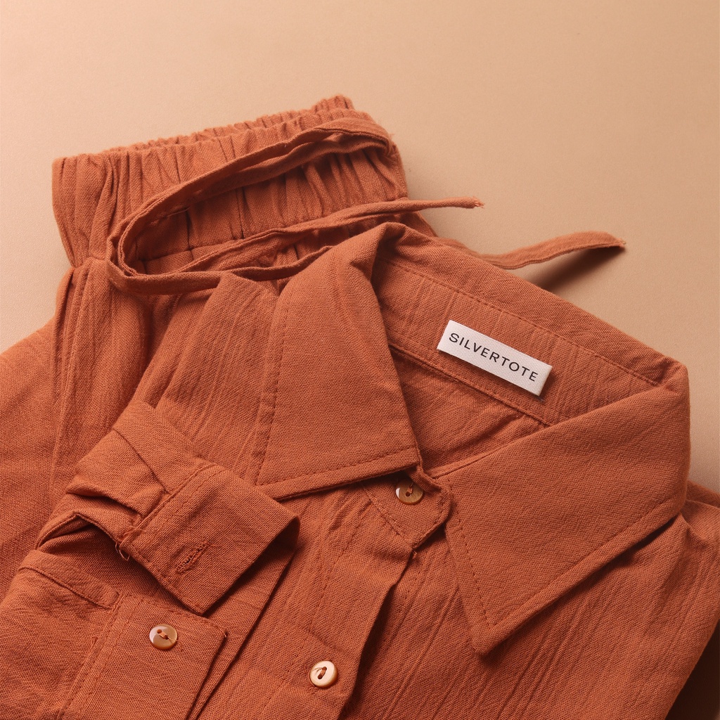 Silvertote Apparel Pakaian Wanita Rocco Set Pants-Brick