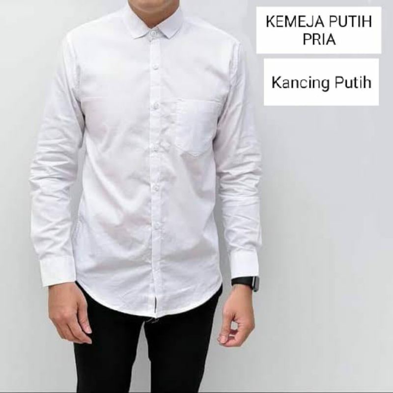 Kemeja Kerja AL ANFAS Formal Pria Lengan Panjang Putih Polos PRIA