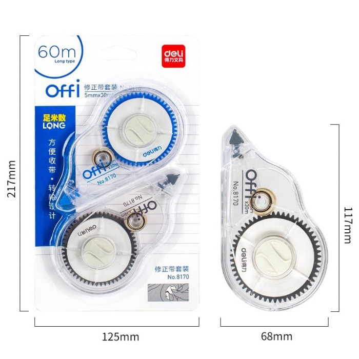 

TULIS-ALAT- DELI 8170 CORRECTION TAPE 2 PCS 30M*2 -ALAT-TULIS.
