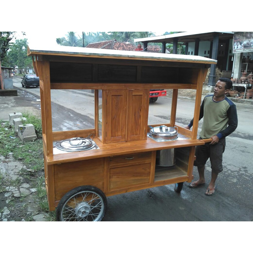 Gerobak Mie Ayam dan Bakso Kayu Jati