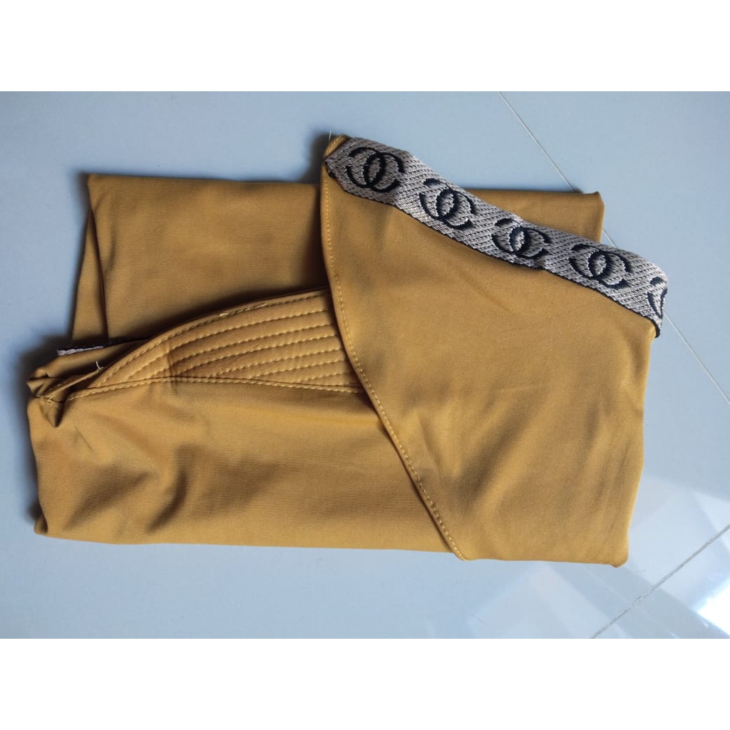Jilbab instan Renda Channel Kerudung kekinian Bergo terbaru 2021 Hijab Dewasa syar'i-Mustard