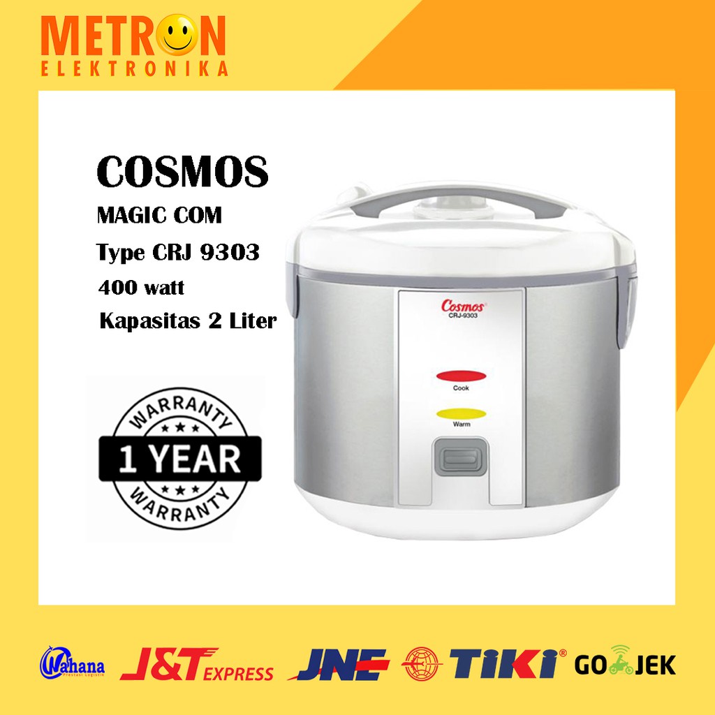 Cosmos CRJ 9303 RICE COOKER STAINLESS STEEL 2 LITER / CRJ9303