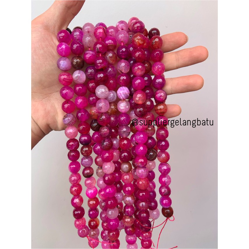 bahan batu 12mm Purple Agate CUTTING aksesoris AKIK gelang kalung batu