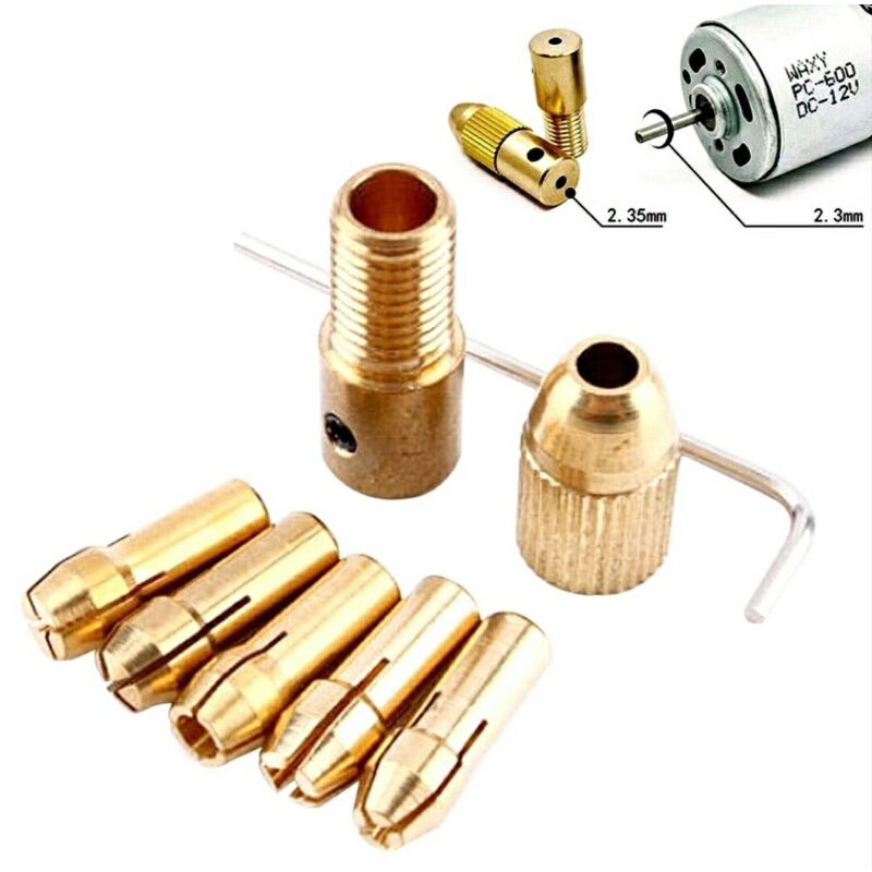 Kepala Bor Mini Collet Chuck Mini Drill 7pcs Set As 2.35mm Plus Kunci L