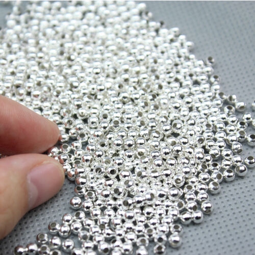 1000pcs Manik-Manik Bola Bahan Stainless Steel Warna Silver Ukuran 3mm Untuk Membuat Perhiasan