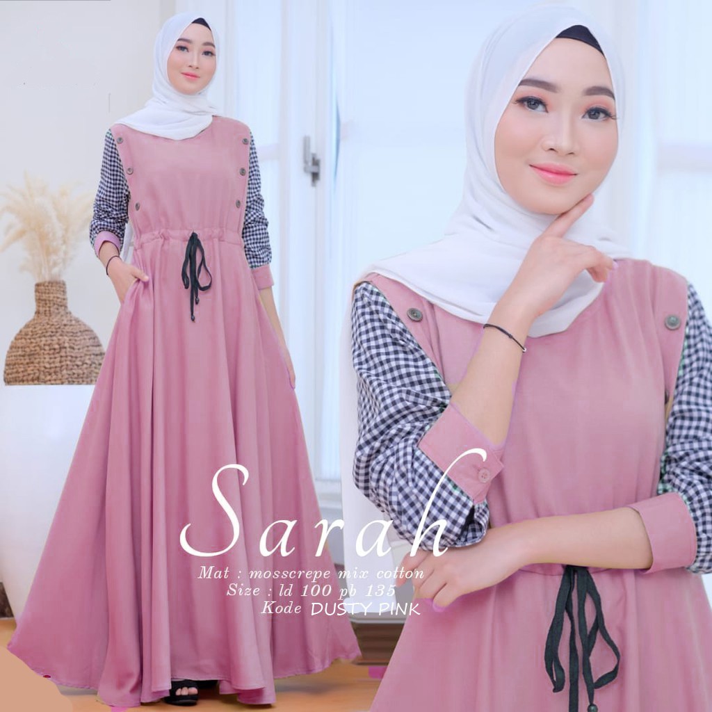 Baju Gamis Wanita Muslim Terbaru SARAH Dress cantik Murah kekinian NS 49