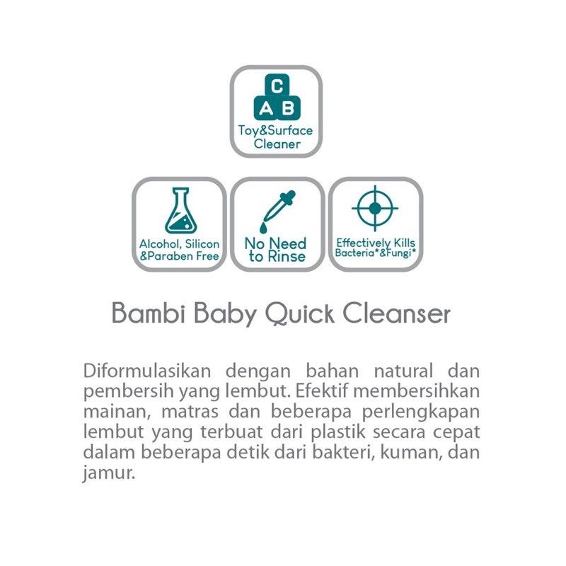 Bambi Baby Quick Cleanser Spray 120ml - Bambi Pembersih Mainan Peralatan Bayi - Multisurface Bayi