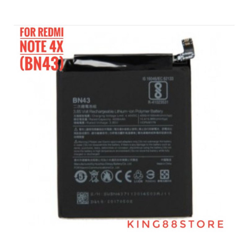 BATTERY BATERAI BATRE ORIGINAL 100% XIAOMI REDMI NOTE 4X BN43