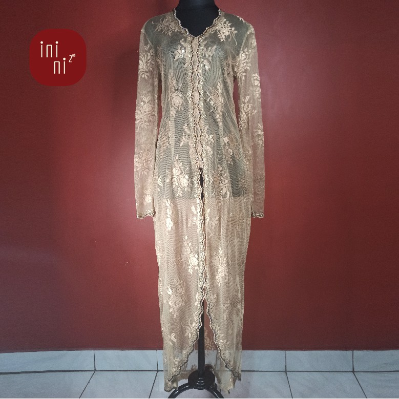 Baju Preloved XS Kebaya panjang payet kuning gold