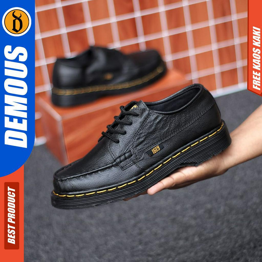 DEMOUS KILUA  - Sepatu Docmart Low Boots Formal Pantofel Kerja Casual Hitam Pria