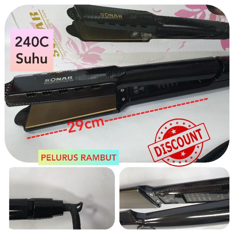 Alat Pelurus Rambut Catokan Sonar SN-8099 Plat Lebar Rebonding Curly Kriting Blow Bagus Suhu  240C